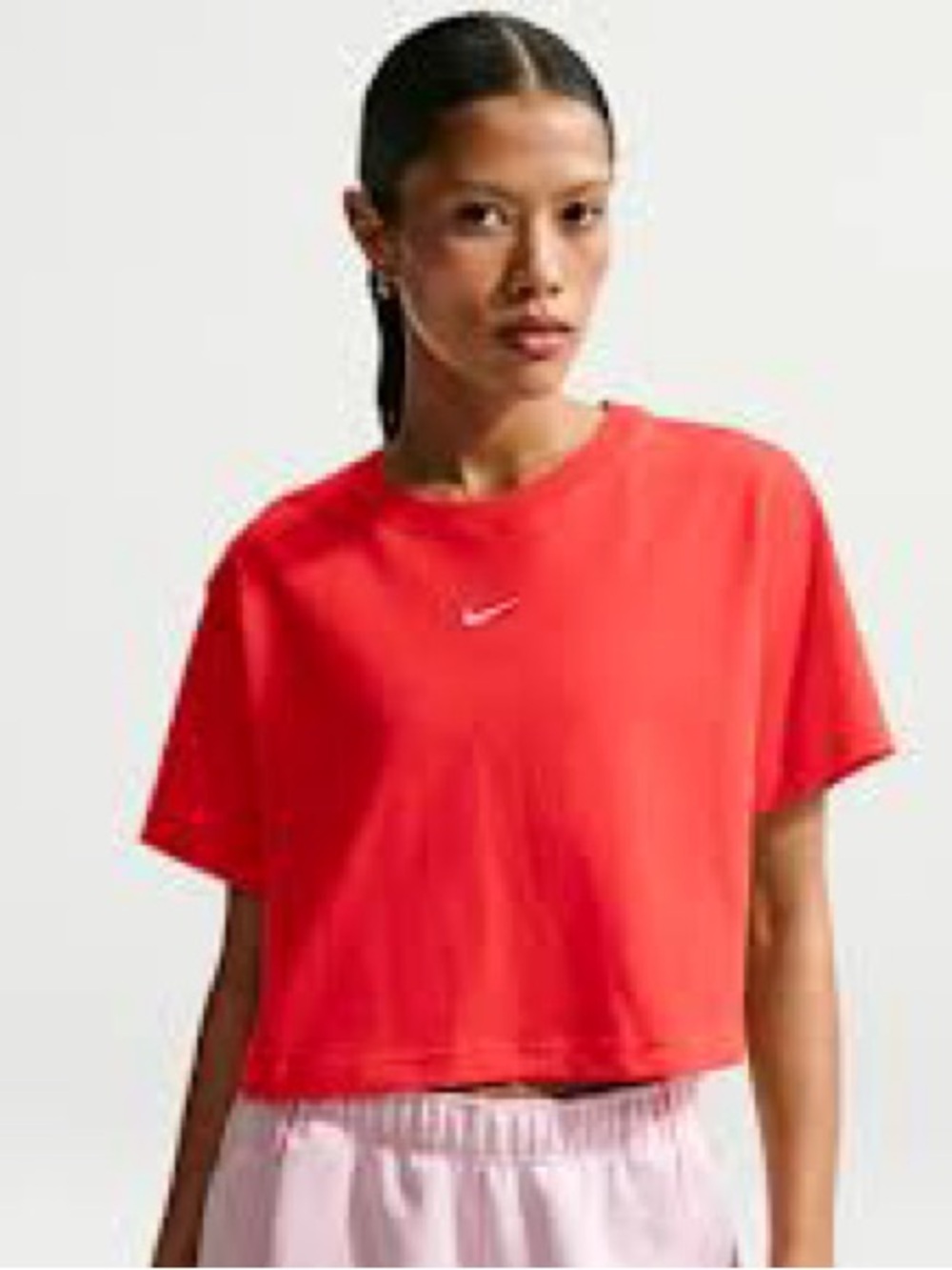 Nike Essential Loose Fit Crop Tee T Shirt Red  Oversized M